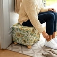 thumbnail image 5 of SCRAWLGOD Vintage Sunflower Leaf Beige Square Ottoman Cover Soft Ottoman Slipcover Thick Stretch Footrest Stool Cover with Elastic Band for Square Storage Ottoman Decor, 5 of 7
