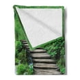 thumbnail image 2 of Forest Soft Flannel Fleece Throw Blanket, Path and the Waterfall Board in Croatia Cascade Garden Lake Fence Peaceful View, Cozy Plush for Indoor and Outdoor Use, 60" x 80", Brown Green, by Ambesonne, 2 of 5