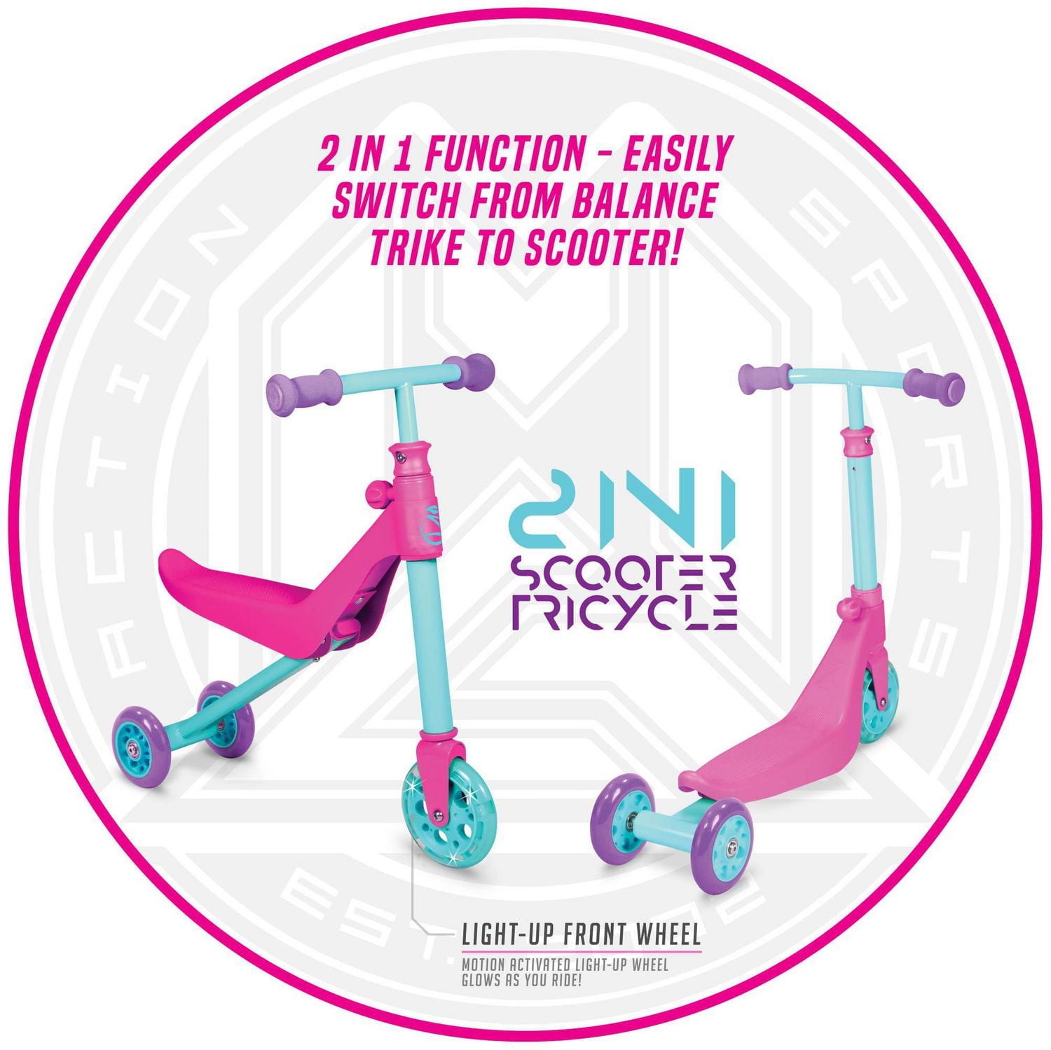 ZYCOM ZYKSTER SCOOTER 2-IN-1 - Pink Teal
