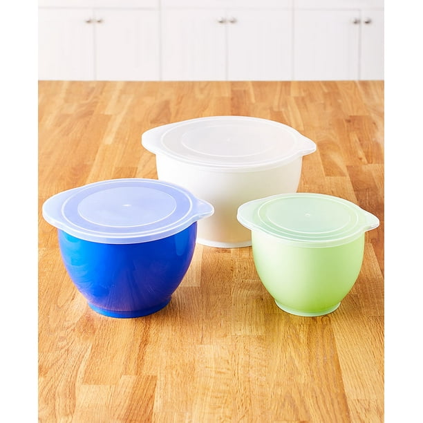 Gourmet Home Products Batter Bowls with White Lids for Baking, Storage