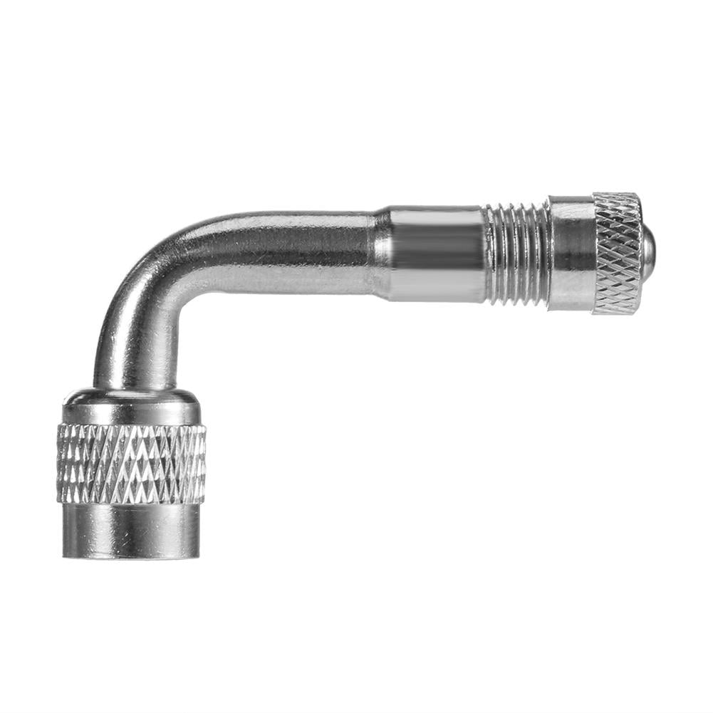 90 Degree Brass Air Tyre Valve Schrader Stem Extension Adapter (Silver