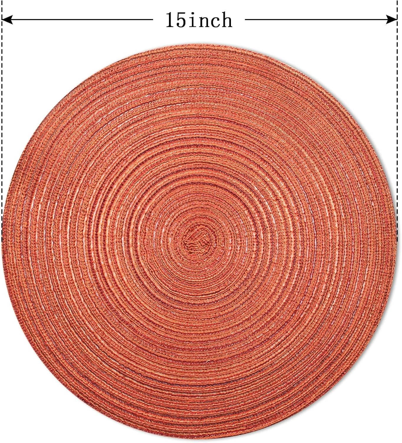 Round Braided Placemats Set of 8 Place mats for Dining Tables Woven Heat Resistant Table Mats 15 inch for Fall (E Brown, 8pcs)