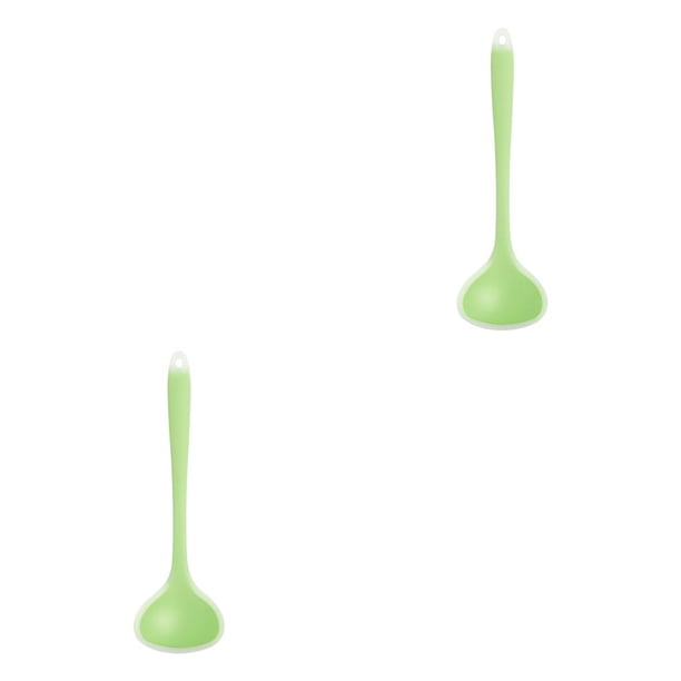 Billuyoard Cuchara de sopa de silicona translúcida Anti-escaldado Utensilio de cocina resistente al calor frío, verde claro verde claro 2Conjunto