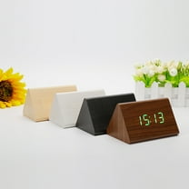 ROMANSENTIAL 1Pack Alarm Clock with Sound Machine and LED Display White Wooden for Home Use