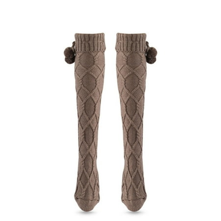 

Zhaomeidaxi 1 Pair Breathable High Elasticity Anti-shedding Knit Knee-High Winter Boot Socks for Girl