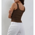thumbnail image 6 of Women'S Tank Tops Cute Slim Fitted Ribbed Knit Lace Camisole Top Summer Square Neck Sleeveless Going Coffee S, 6 of 9