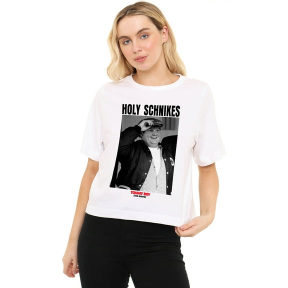 Tommy Boy Holy Schnikes Women's Boxy Cropped T-Shirt Casual Graphic Tee