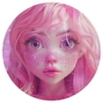 thumbnail image 2 of Round Grid Placemat ,One Sizex6, Round Placemat, PVC Plate Mat，15.4 Inch Non-Slip and Heat Resistant, Table Placemat, Dining Room Placemat Pink Girl, 2 of 7