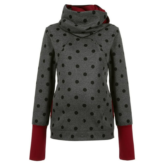 Chandails pour Femmes Automne Maternité Allaitement Chandail à Col Rond Compatible Allaitement Accès Caché Doux Extensible Mélange de Coton Chandail Manche Longue Femme Gris m
