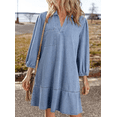 thumbnail image 5 of Denim Dress for Women Summer Casual Babydoll V Neck 3/4 Puff Sleeve Jean Dresses, 5 of 6