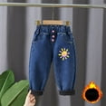 thumbnail image 4 of Gpaecead Girls' Clothing Jeans Butterfly Print And Fleece Lined Thickened Jeans Kids Fall And Winter Mid Waist Button Jeans 3-8 Years Blue, 4 of 4