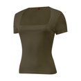 thumbnail image 2 of Women's Square Neck Tops Short Sleeve Crop Tops Workout Summer Clothes Casual Slim Fit T-Shirts, 2 of 5