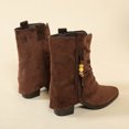 thumbnail image 6 of Wensltd Fringe Boots for Women Mid Heel Western Style Retro Cowboy Boots Comfort Wear Brown, 6 of 9