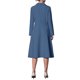 thumbnail image 3 of Vestido midi plisado de mujer con solapa de pico, cuello envolvente, manga larga y corte A en azul, 3 of 5