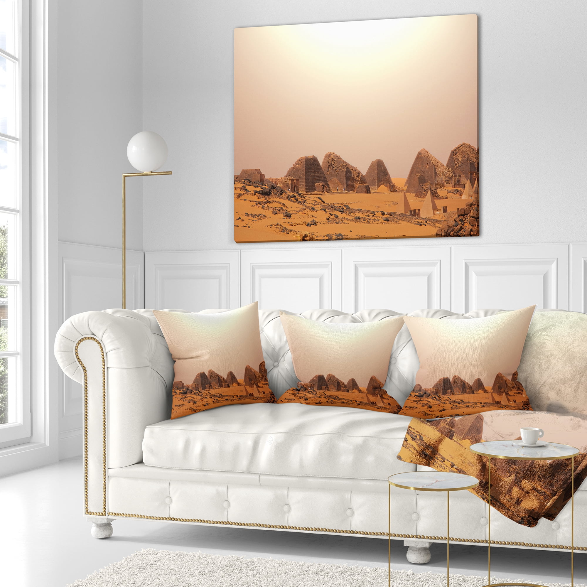 Designart Beautiful Meroe Pyramids in Sudan - Landscape Printed Throw Pillow - 16x16