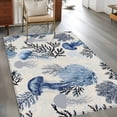 thumbnail image 3 of Summer Marine Life Washable Area Rugs 2.7'x5', Ocean Watercolor Jellyfish Coastal Coral Vintage Low Pile Throw Living Room Rug Non-Slip Sturdy Edge Binding Carpet for Indoor Entryway Bedside Kitchen, 3 of 9