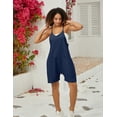 thumbnail image 4 of Lentta Women's Loose Short Overalls Summer Rompers Cotton Linen Adjustable Strap Shortalls Jumpsuits with Pocket (Navy-L), 4 of 5