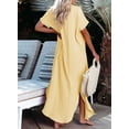 thumbnail image 4 of Asyoly Women's Casual Short Sleeve Shirt Dress Side Split Button Down Long Cardigans Swimsuit Cover Ups, 4 of 5