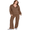 Brown, variant on Casual Sets for Women V Neck Sweatshirt Wide Leg Pants Outfits Long Sleeve Tracksuit Sets S-2XL
