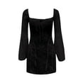 thumbnail image 4 of Vestido mini ajustado elegante de encaje con manga larga y espalda descubierta en línea A para mujer, 4 of 4