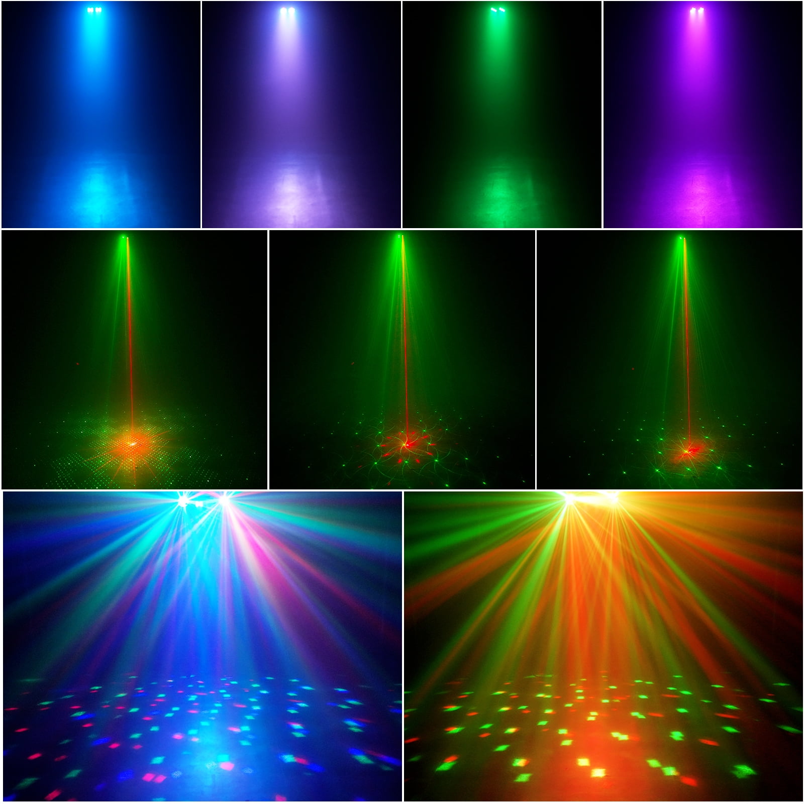 JAJALUYA DJ Light with Stand 5-in-1 Rotating RGB Balls & Remote – UV LED, Strobe, Sound-Activated Lighting for Parties, Weddings, Disco Clubs
