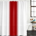 thumbnail image 3 of Red Solid Color Texture Waterproof Fabric Shower Curtain, Simple Red Stripes Waterproof Fabric Shower Curtain for Bathroom Curtains Bathtubs Hotel Washable Shower Curtains with 12 Hooks Stall 54x78in, 3 of 8