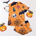 thumbnail image 4 of MEZZALL Halloween Kids With Ruffle Short Sleeve Lapel Tie Front Shirts Blouse Tops With Shorts For Girls Soft Comfort Pajama Sets For Nighttime Lounging 2 Piece Sleepwear, 4 of 7