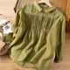 thumbnail image 5 of Cotton Linen Shirt for Women Summer 2023 New In Embroidery Vintage Blouses Loose Long Sleeve Top Turn-down Collar, 5 of 5