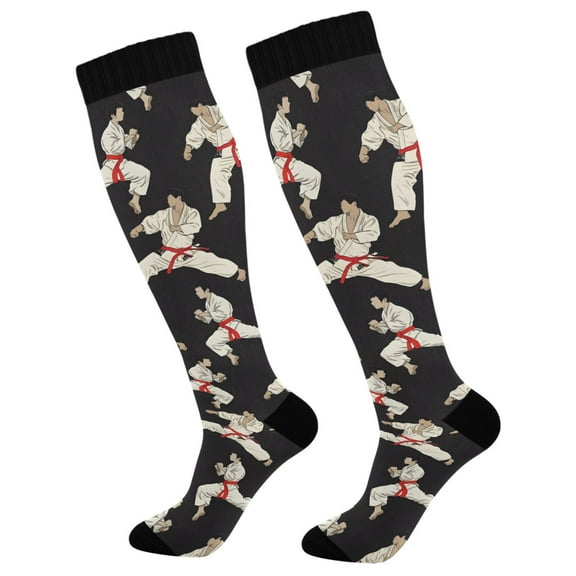 joogoo Karate Pattern Long Socks Women Men Knee High Sock