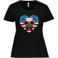thumbnail image 3 of Inktastic Pug Dog Patriotic US Flag Heart Women's Plus Size T-Shirt, 3 of 5