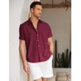 thumbnail image 3 of COOFANDY Mens Button Up Shirts Short Sleeve Untucked Shirts Linen Summer Beach Shirts, 3 of 6
