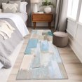 thumbnail image 4 of 2'x6' Rug Runners for Hallways Kitchen, Modern Abstract Non Slip Entryway Beside Floor Carpet Runner, Blue Beige Oil Painting Art Washable Laundry Room Bedroom Throw Rugs Mat for Family Pet, 4 of 8
