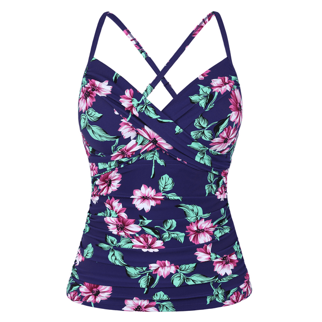 Hilor Womens Underwire Tankini Top Swimwear Twist V Neck Swimsuits