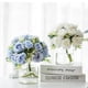 thumbnail image 2 of Wosthever Flores artificiales de hortensia de seda de bajo mantenimiento, 2 uds., para interior o exterior, fáciles de limpiar Decoración Azul peonía+blanco, 2 of 6