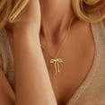 thumbnail image 3 of Gold Necklace for Women Trendy, Dainty Gold Bow Necklace 14K Gold Plated Necklace Cute Bow Pendant Necklace Simple CZ Bead Bow Chain Choker Necklaces for Women Gold Jewelry Christmas Gifts, 3 of 5