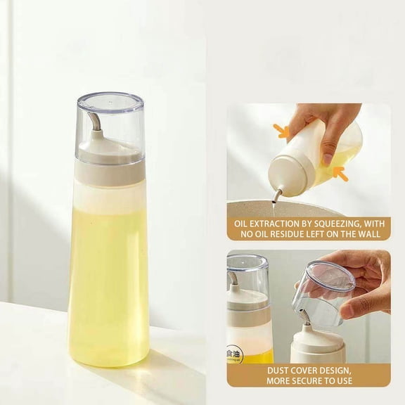 COM1950s Oil Dispenser Bottle for Kitchen, No-Drip Food-Grade Squeeze Bottle for Cooking Oil, Vinegar, Salad Dressing & More, 16 oz