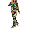 thumbnail image 3 of Garronmavis Cartoon Flower Pajamas Set for Women Long Sleeve Pjs Sleepwear Button Down Top Pj Pants with Pocket Loungewear Night Suits, 3 of 7