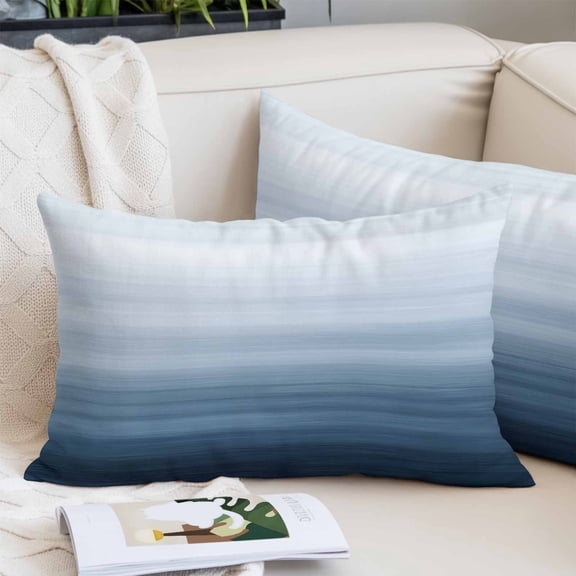 Blue Ombre Toddler Pillow Covers 16x24 Inch, Watercolor Abstract Minimalist Art Decorative Pillowcase with Zipper, Microfiber Pillow Protector, Breathable Throw Pillowcases for Sofa Bed Living Room
