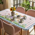 thumbnail image 3 of Happy Easter Bunny Table Cloths for 3 Foot Rectangle Tables, Spring Floral Pink Blue Plaid Patio Waterproof Elastic Fitted Tablecloths, Washable Rectangular Table Cover for Camping, 3 of 8