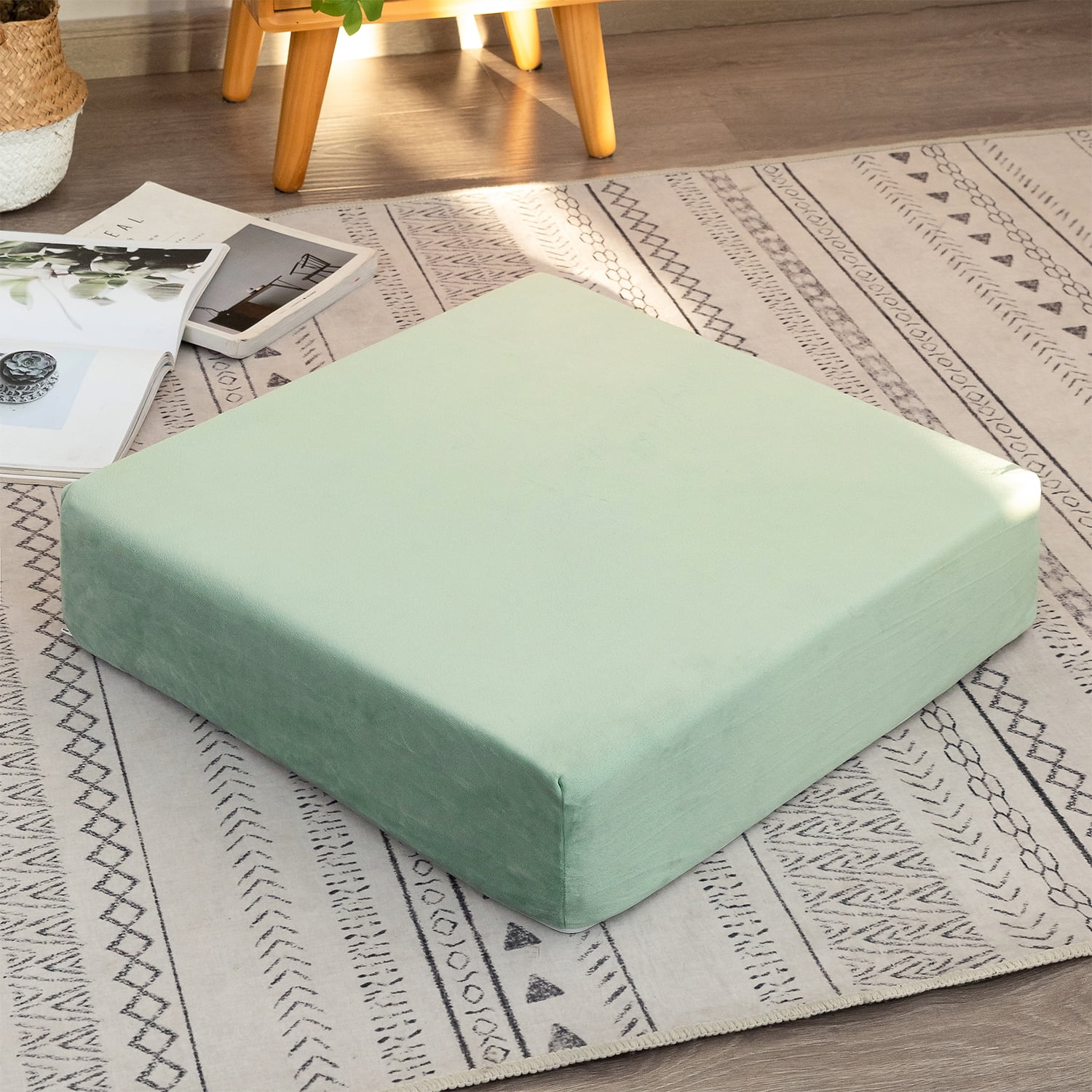 Memory Foam Floor Pillow 4.7" Thick Square Floor Cushion for Adults