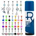 thumbnail image 1 of BodyJ4You 65 Belly Button Rings Dangle Barbells 14G Acrylic Stainless Steel CZ Navel Body Jewelry, 1 of 6