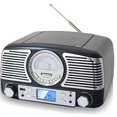 thumbnail image 1 of TechPlay QT62BT Negro, CD estéreo compacto de diseño retro, con botón giratorio AM/FM, recepción inalámbrica Bluetooth y puerto USB. con entrada AUX y conector para auriculares (negro), 1 of 1