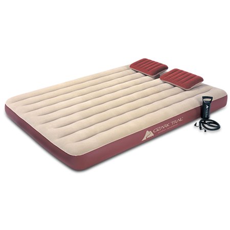 Ozark Trail King Size Velour Top Air Bed With Pillows & Pump