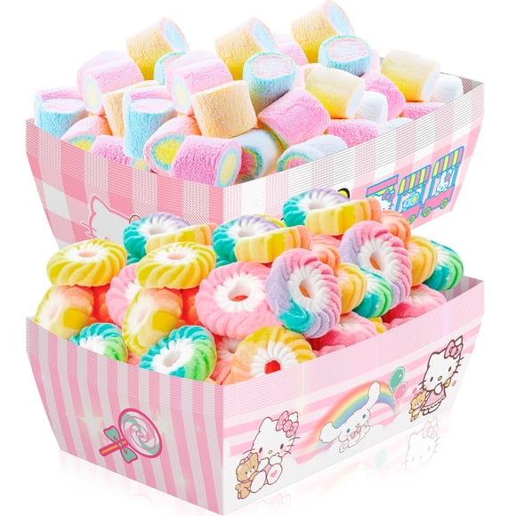 Hello Kitty Popcorn Box, 24pcs Hello Kitty Paper Tray/Hello Kitty Snack Tray, Hello Kitty Party Nachos Food Boat, Suitable for Hello Kitty Party Favors, Hello Kitty Birthday Party Decorations