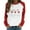Red, variant on Women's Patchwork Christmas Red Wine Glass Printed Long Sleeves Round Neck Casual Tee Tops