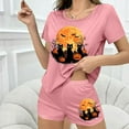 thumbnail image 4 of Tnhcen Women's Halloween Spooky Witch Print Pajama Set Soft Sleepwear with Stretchy Waistband Athletic Style Short Sleeve PJs for Cozy At-Home Plus Size Included (S-XL), 4 of 7