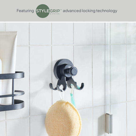 Better Homes & Gardens StyleGripâ„¢ Suction Mount Shower Multi-Hook, Matte Black