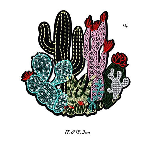 3pcs Cactus Embroidery Fabric Applique Iron/Sew on Patches For Clothing ca