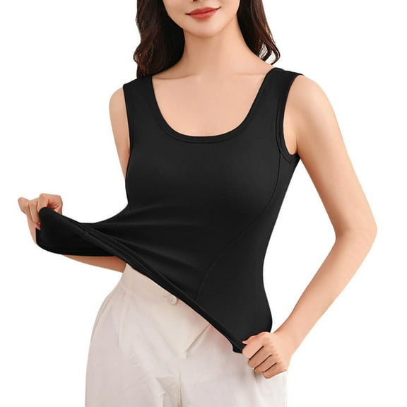 TKLPEHG Tank Tops for Women Crewneck Basic Tank Tops Fashion Comfy Casual Lightweight Sleeveless T Shirts Classic Solid Color Loose Blouses (Black,Free Size)