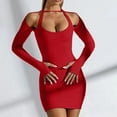 thumbnail image 2 of Lindreshi Formal Dresses for Women Clearance Women Casual Sexy Halter Hips Long Sleeve V-Neck Dresses, 2 of 7